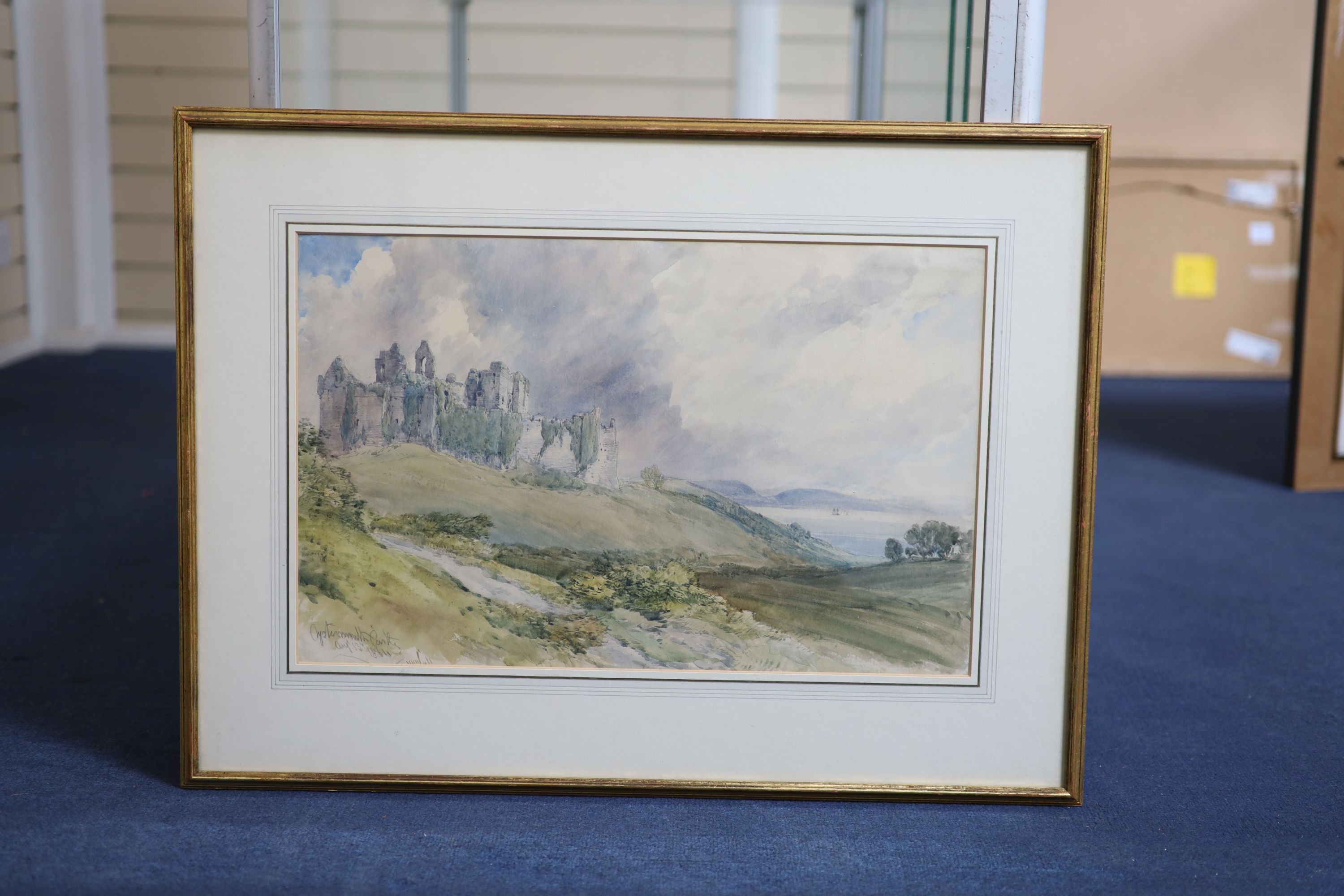 William Callow (1812-1908), Oystermouth Castle, near Swansea, Watercolour, 33 x 51.5cm.